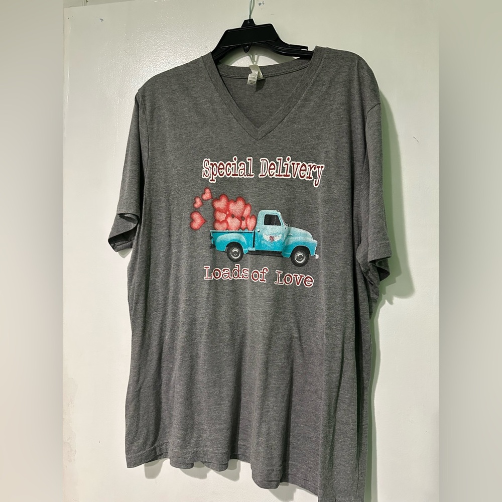 🌟 Gray V-Neck T-Shirt Valentine’s Day
